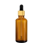 Butelka Szklana brązowa 50 ml z pipetą ZŁOTO-CZARNĄ 