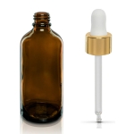 Butelka Szklana BRĄZOWAZ z Pipetą ZŁOTĄ 100ml