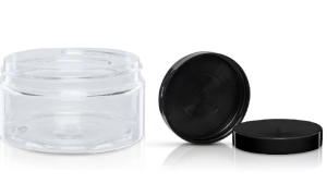 Słoik bezbarwny  PET  z Czarną nakrętką 50ml