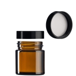 Słoik SZKLANY Brązowy 30ml z CZARNĄ nakrętką 